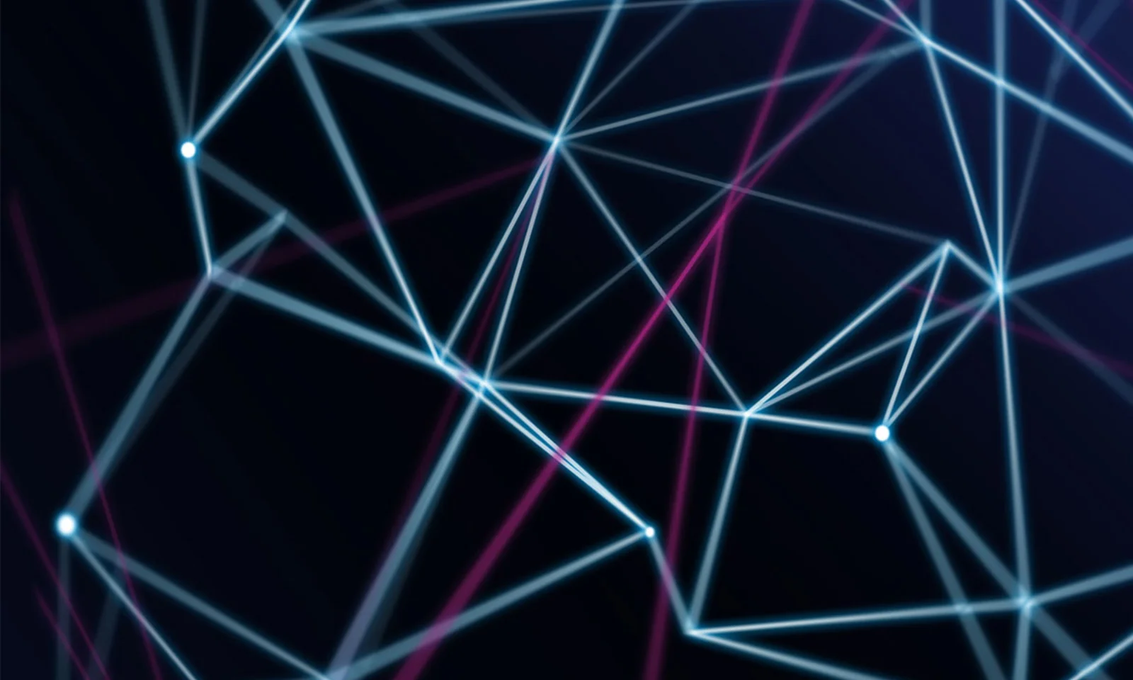 Representação abstrata de uma rede digital com nós e linhas interconectados, simbolizando a tecnologia blockchain e sua estrutura descentralizada.