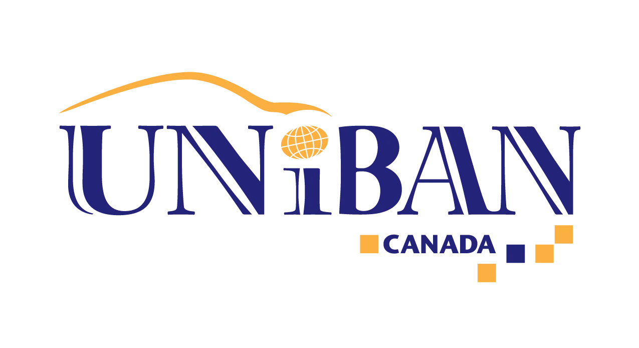 Uniban Canada Logo Logo of Uniban Canada featuring stylised navy blue text with yellow accents.